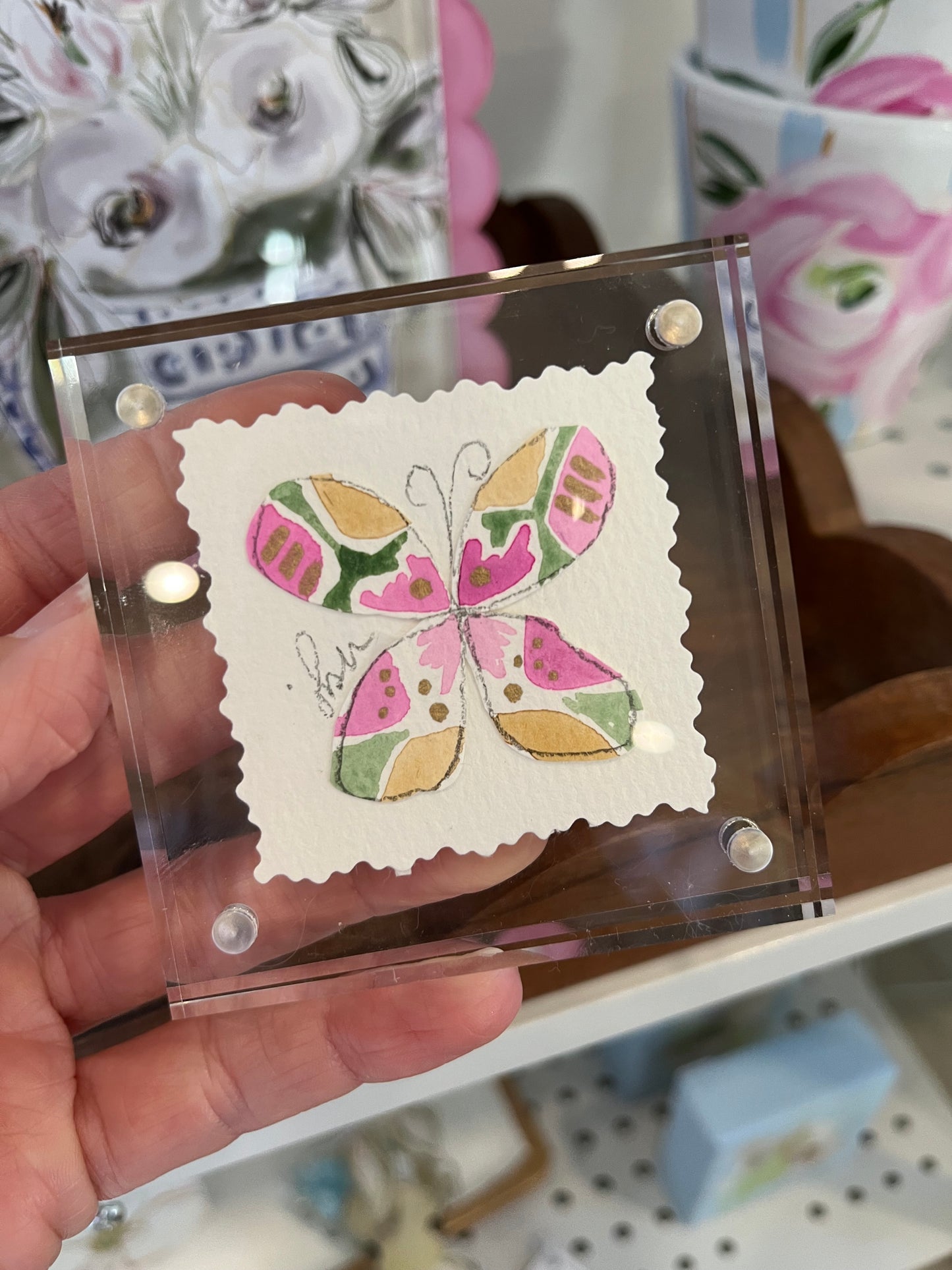 “Remember” Framed Watercolor Butterfly