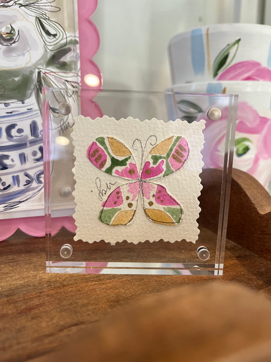 “Remember” Framed Watercolor Butterfly