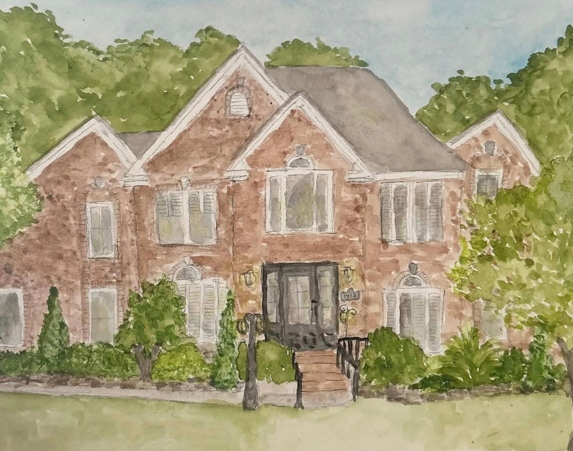 Custom Watercolor Home Painting by Avery Bell