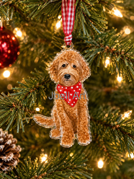 Red Goldendoodle Acrylic Ornament