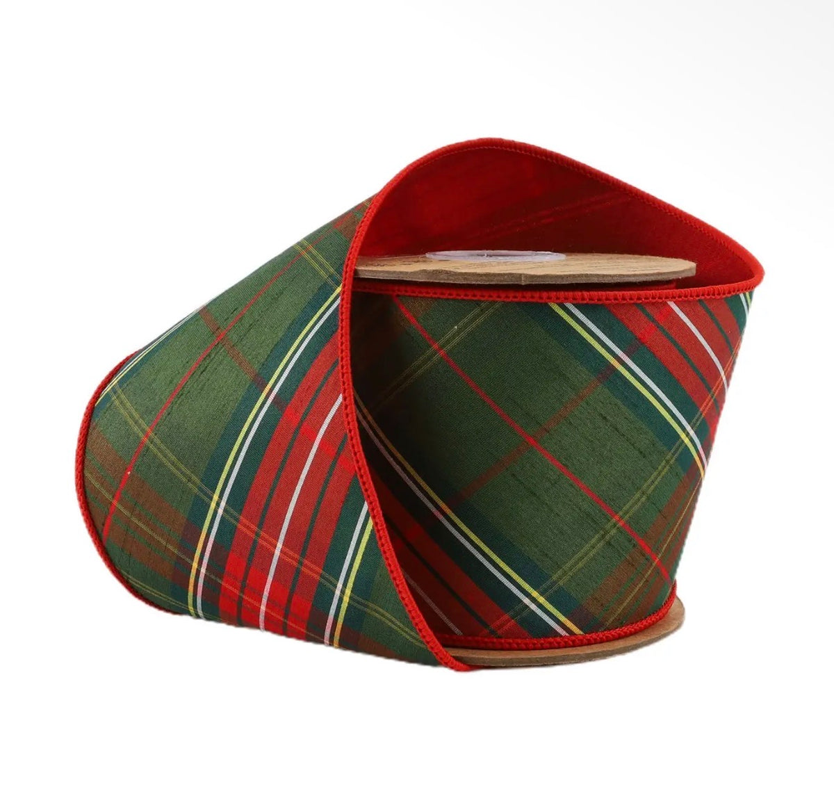 Pre-order 4 inch Holiday Season plaid wired ribbon