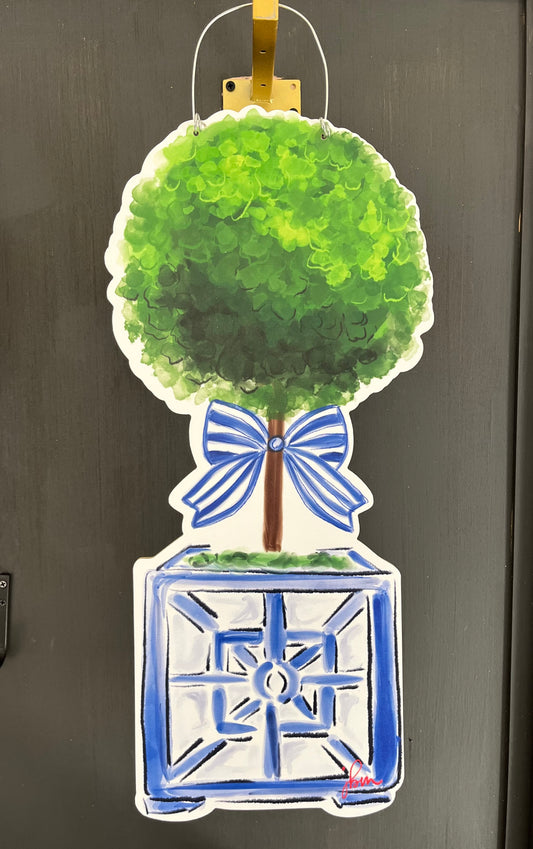 Spring blue Topiary Door Hanger