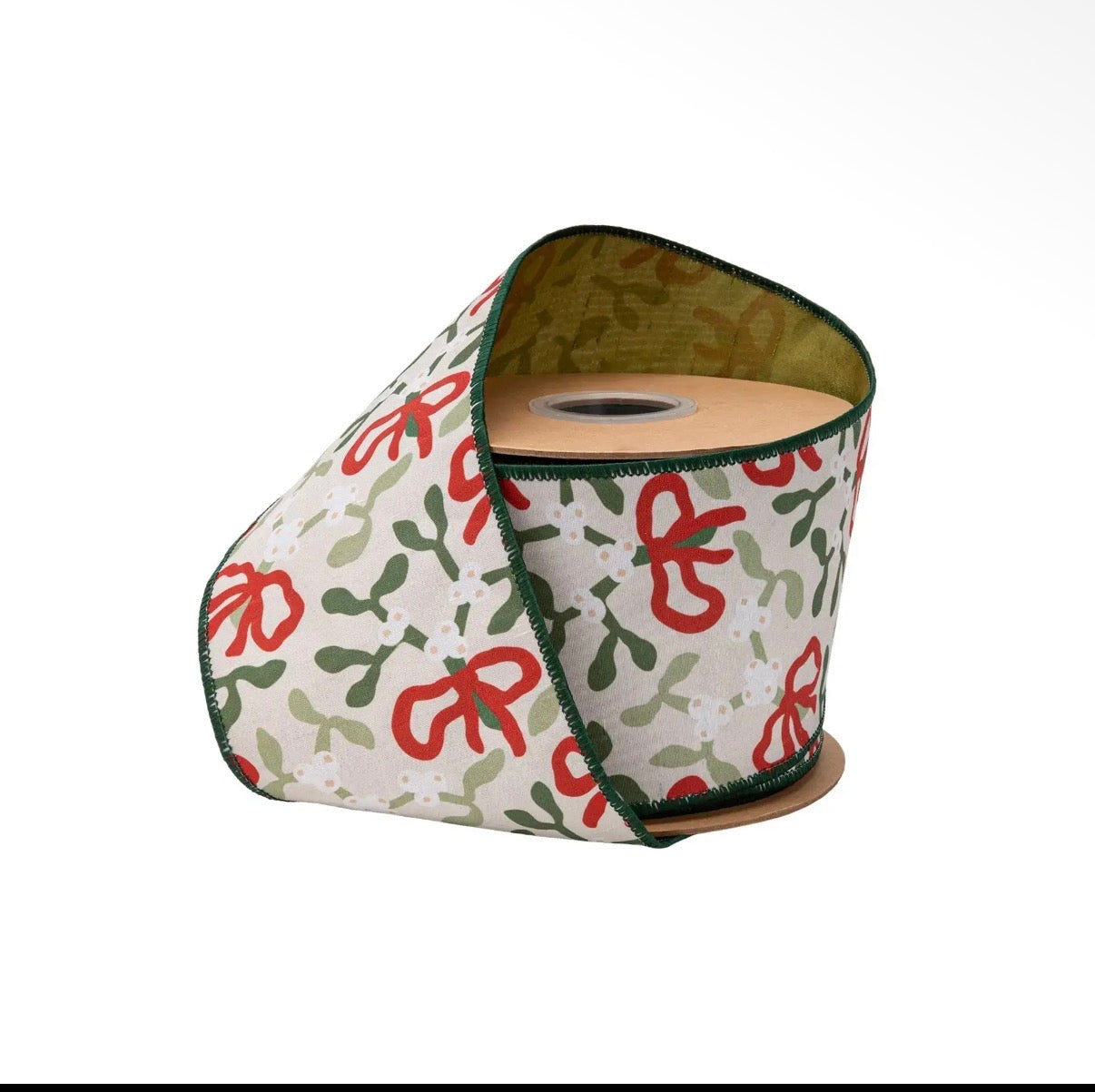 Pre-order- 4 Inch Misteltoe Wired Ribbon