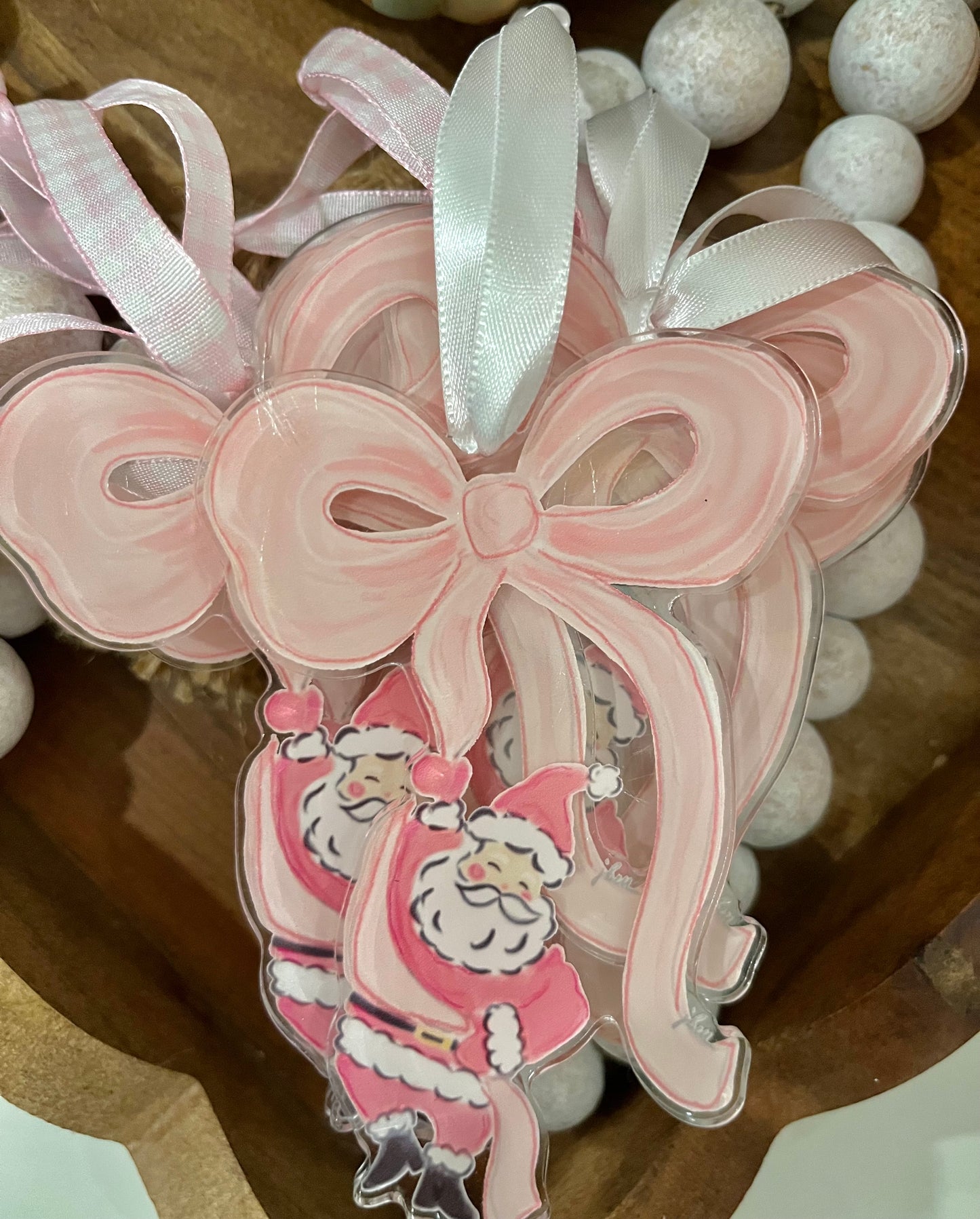 Santa Wears Pink Ornament Wholesale