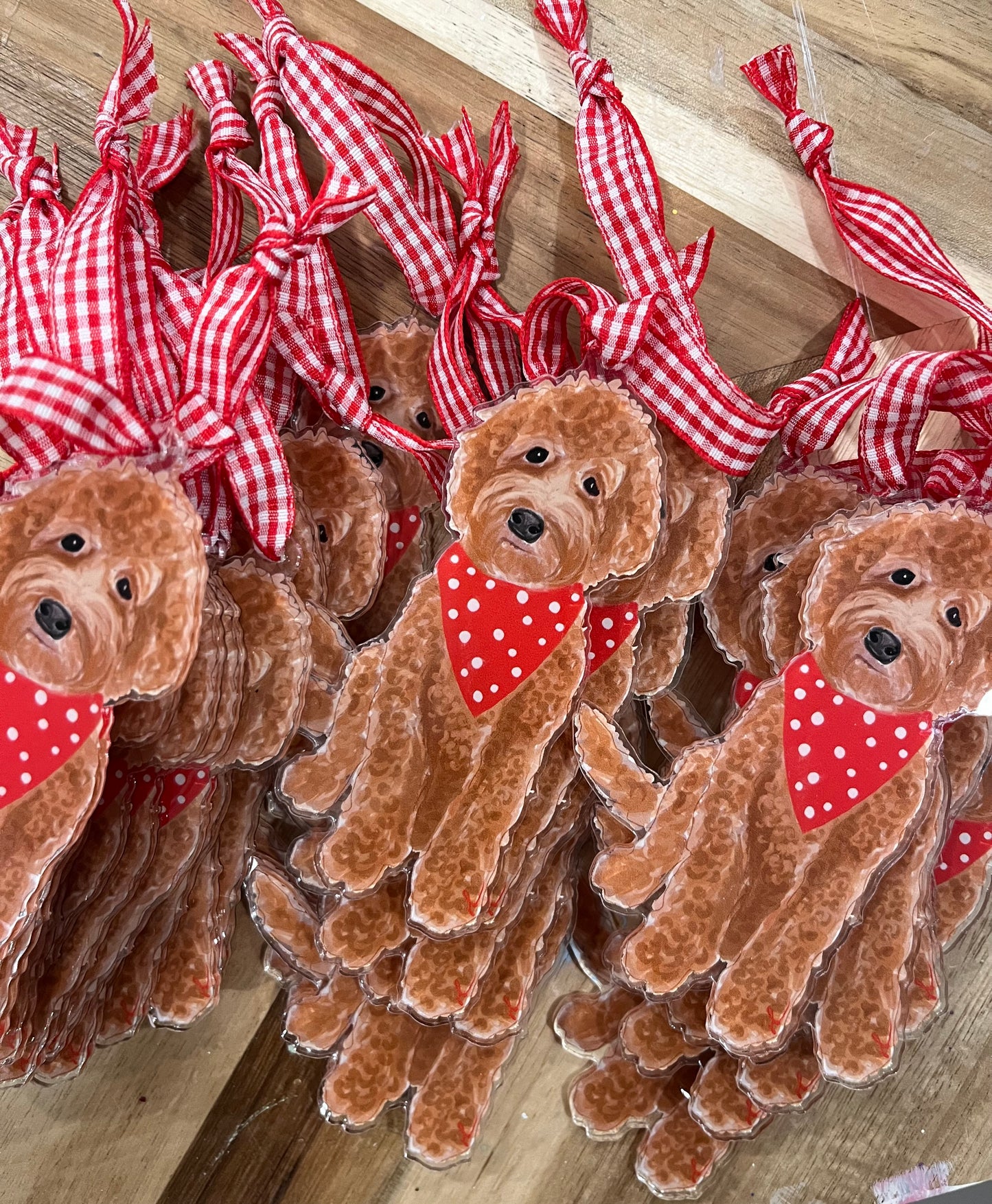 “Ruby” Red Goldendoodle Acrylic Ornament