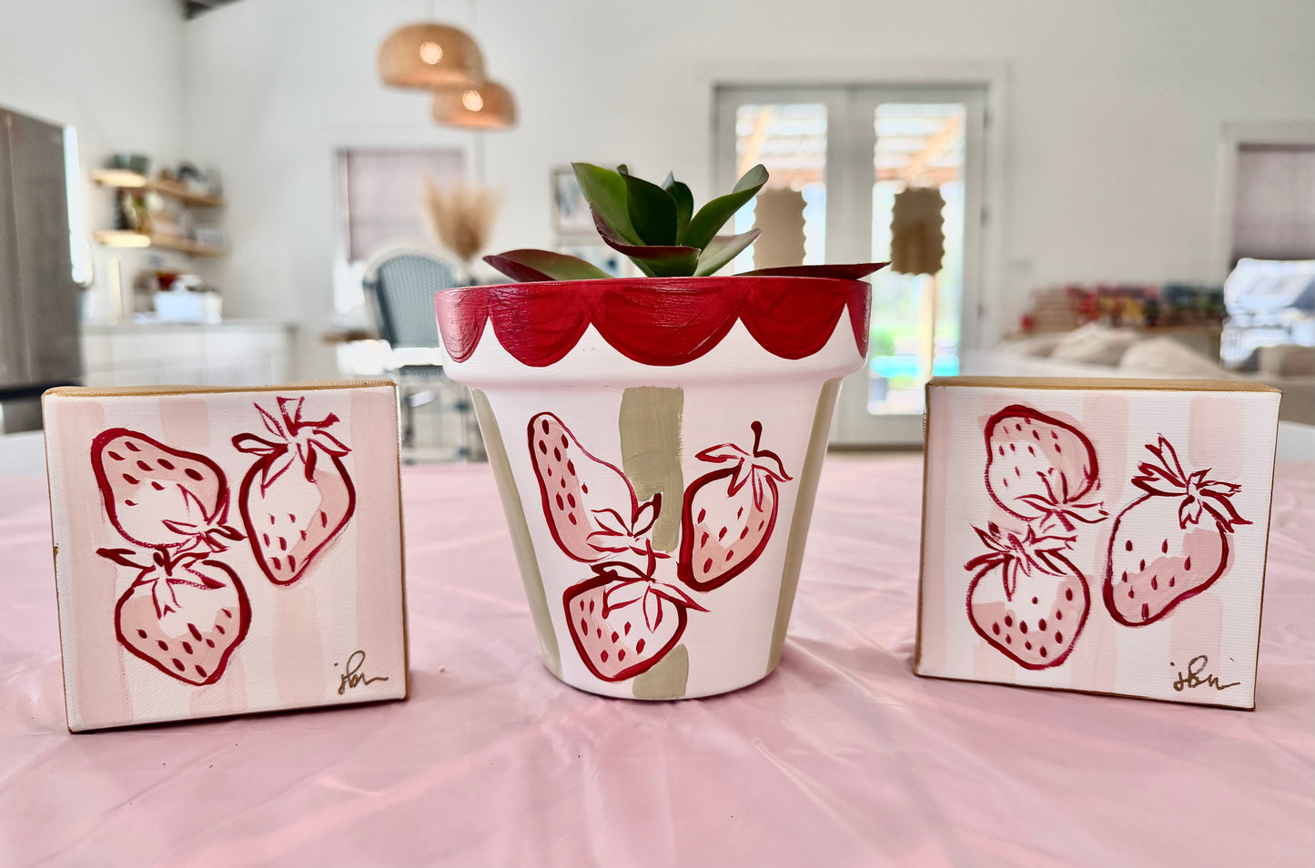 “Berry Sweet” Stripe Canvas