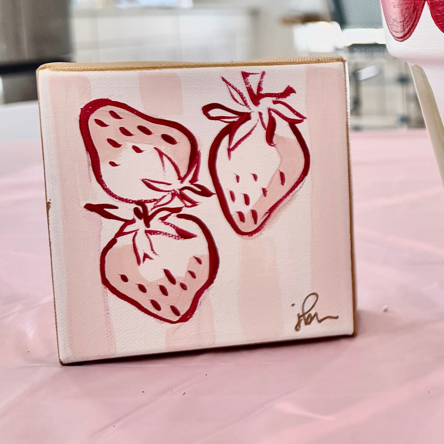 “Berry Sweet” Stripe Canvas