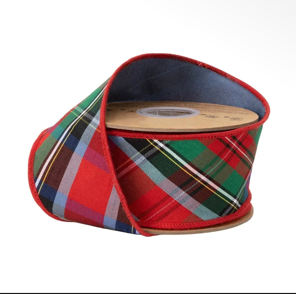 Pre-order 2.5 inch Wired Denim and Christmas Plaid Ribbon
