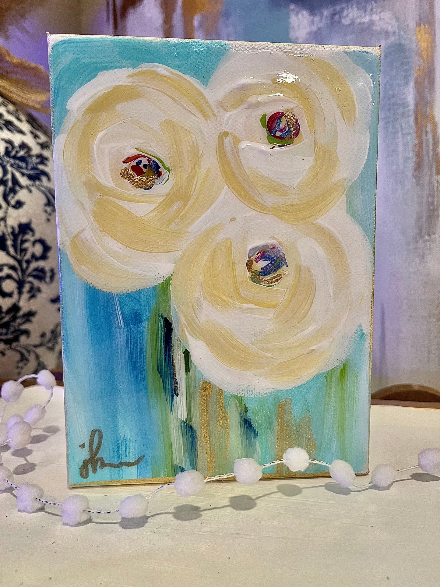 Love in Bloom- Original Resin Canvas- V