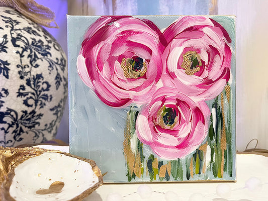 Love in Bloom- Original Resin Canvas XI