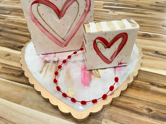 Resin Abstract Wooden Heart Tray