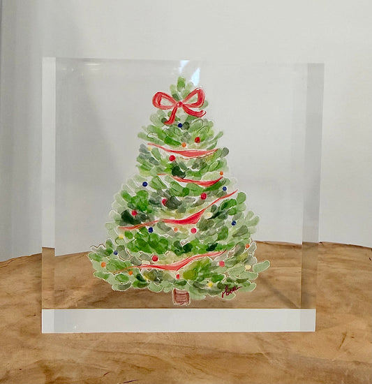 Christmas tree Lucite block