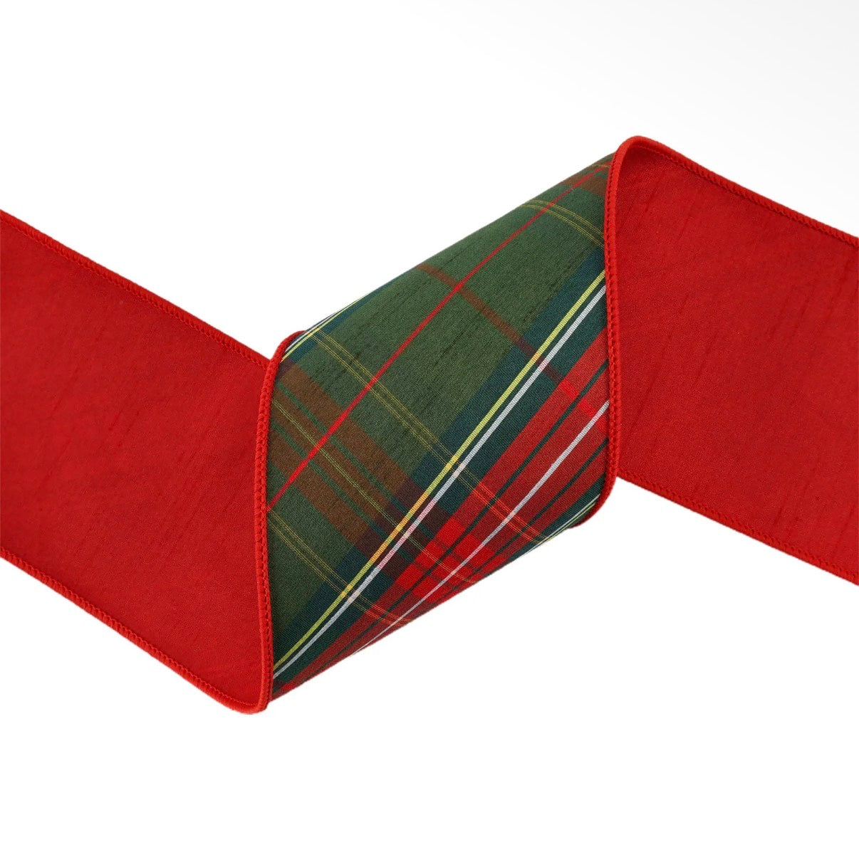 Pre-order 4 inch Holiday Season plaid wired ribbon