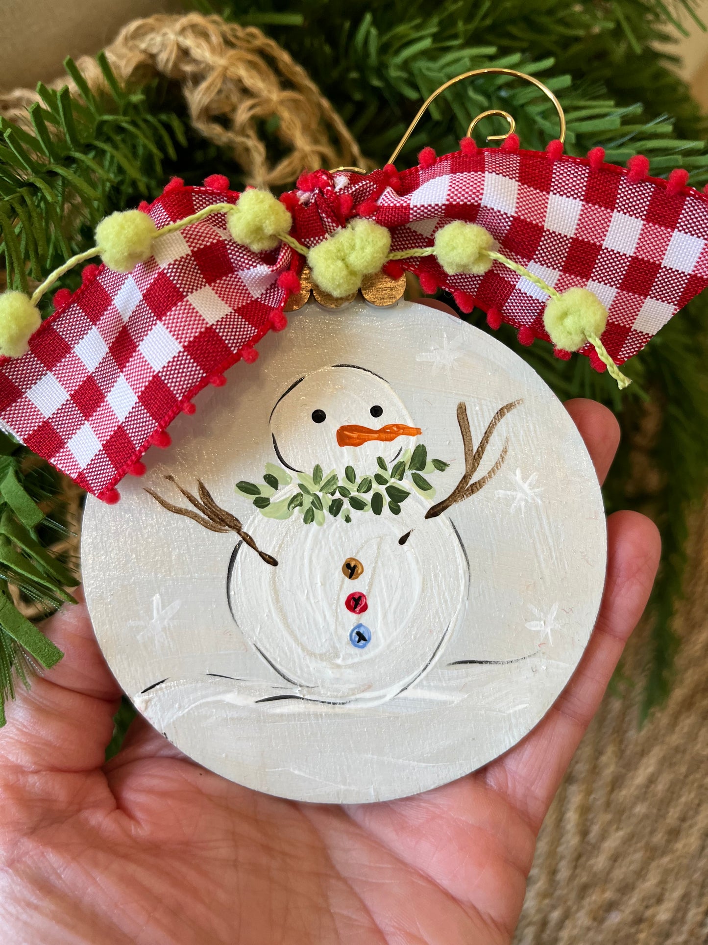 Mr Snowman wood ornament