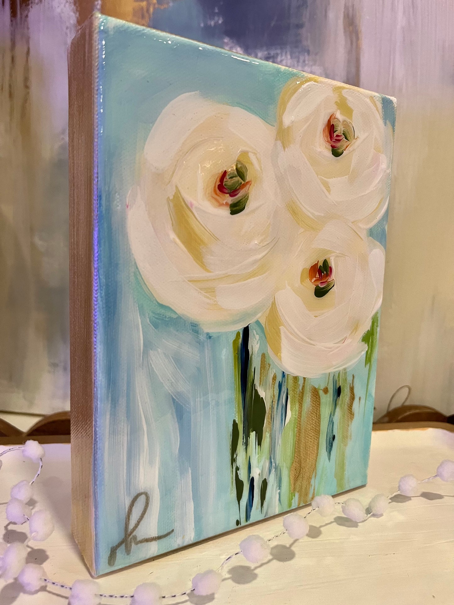 Love in Bloom- Original Resin Canvas I