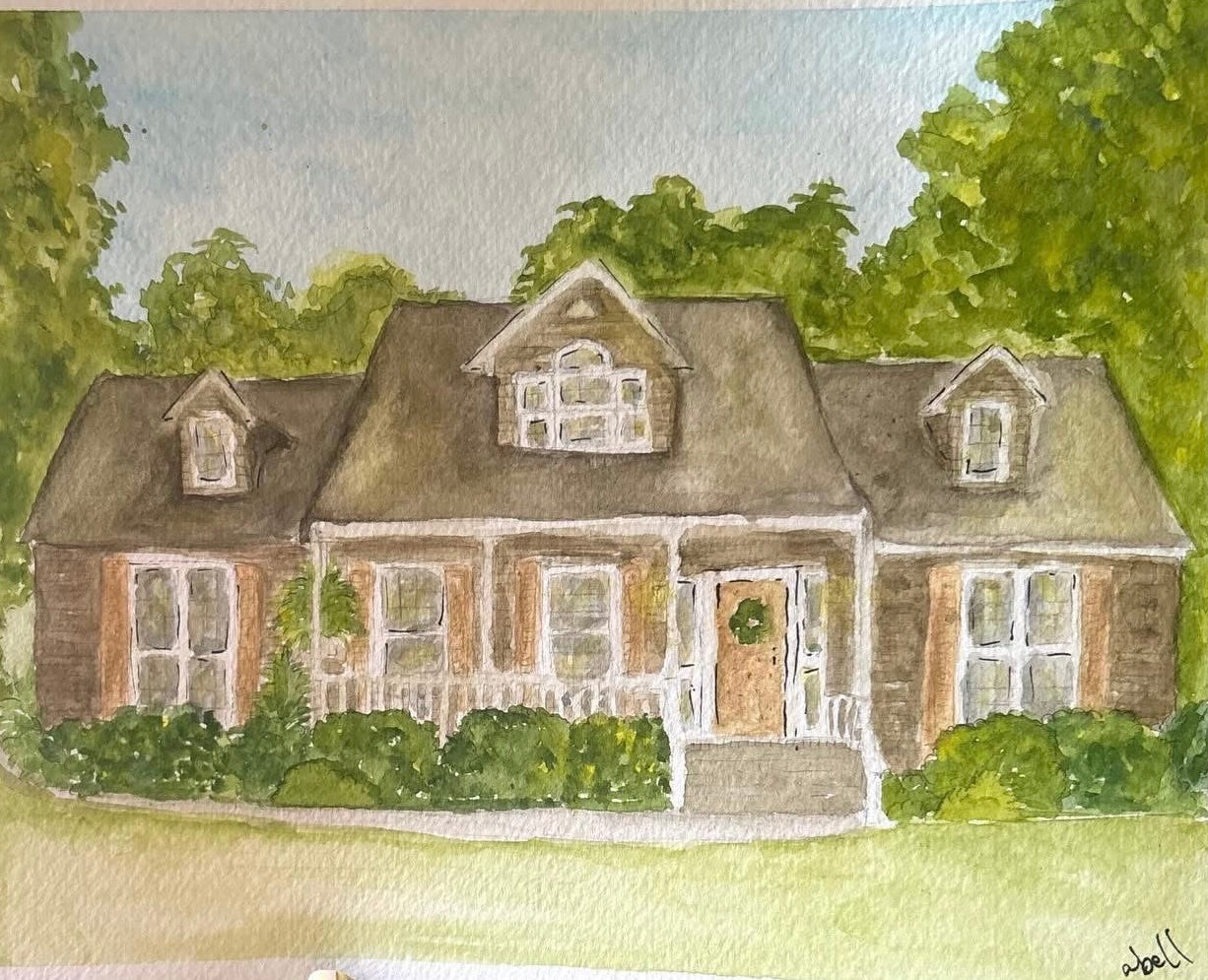 Custom Watercolor Home Painting by Avery Bell