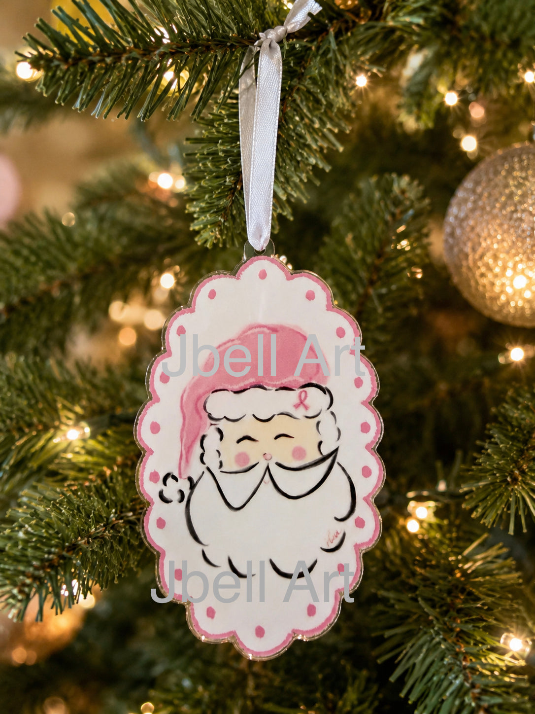 Santa Wears Pink- Breast Cancer Awareness Ornament - Buy one Gift One