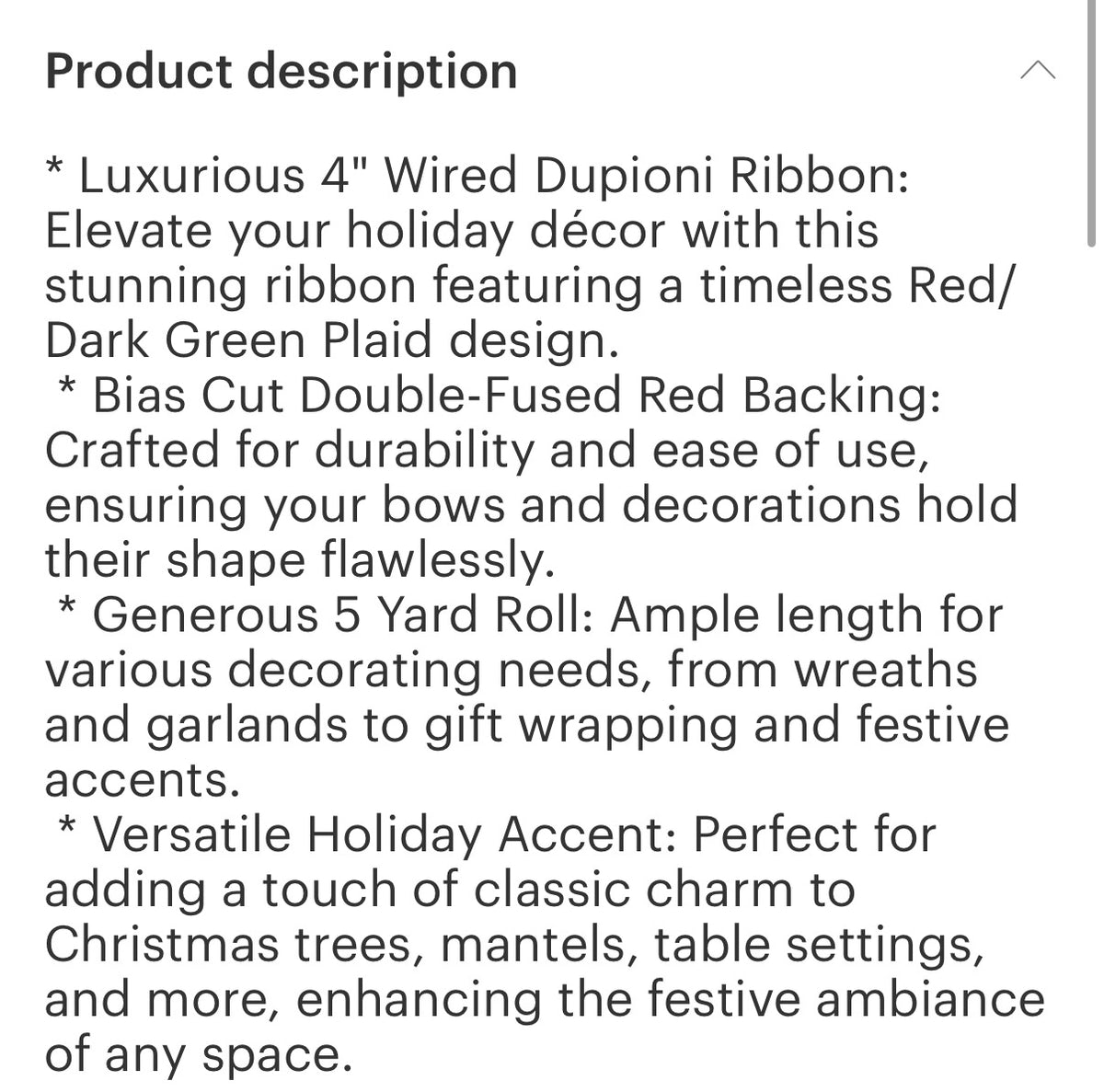 Pre-order 4 inch Holiday Season plaid wired ribbon
