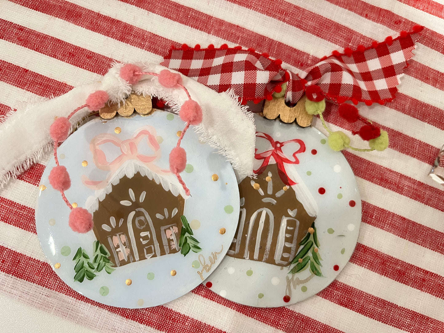 Hand Painted Round Wooden Ornaments
