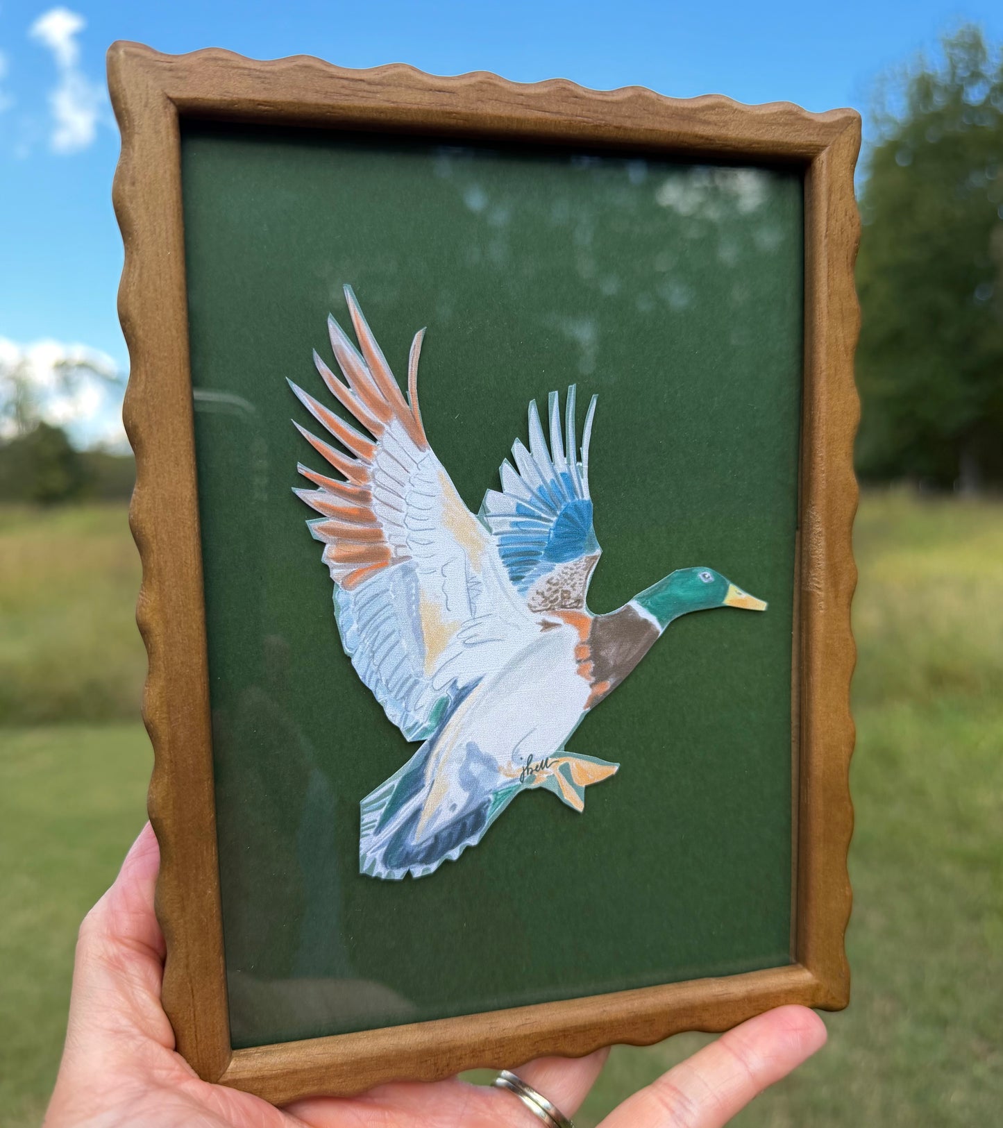 Mallard in Wood- Framed Print