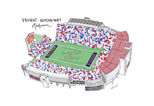 Vaught-Hemingway Stadium print-Unframed