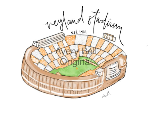 Neyland Stadium Print by Avery Bell- Unframed